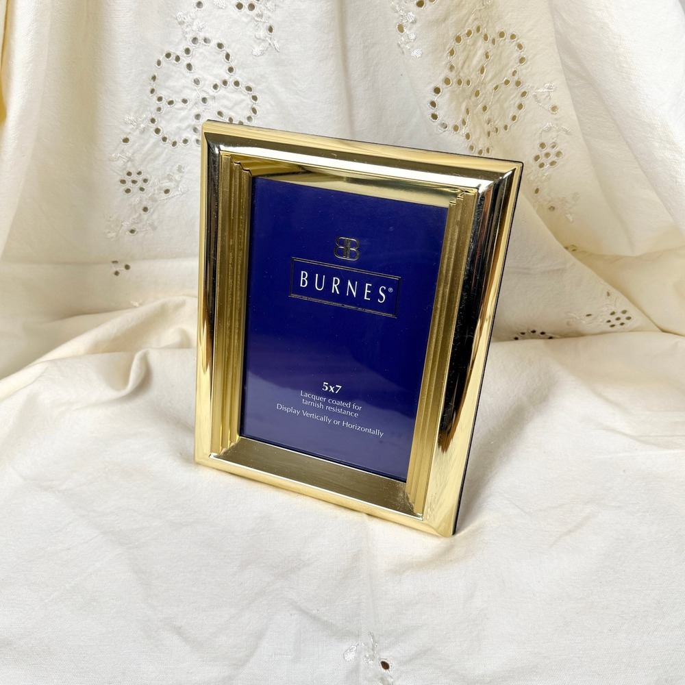 Vintage Burnes Metal Picture Frame Gold Tarnish Resistant Classic Stepped 5x7